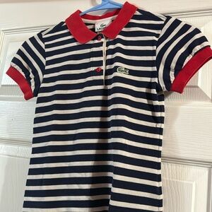 Red white and blue Lacoste kids polo shirt size 10